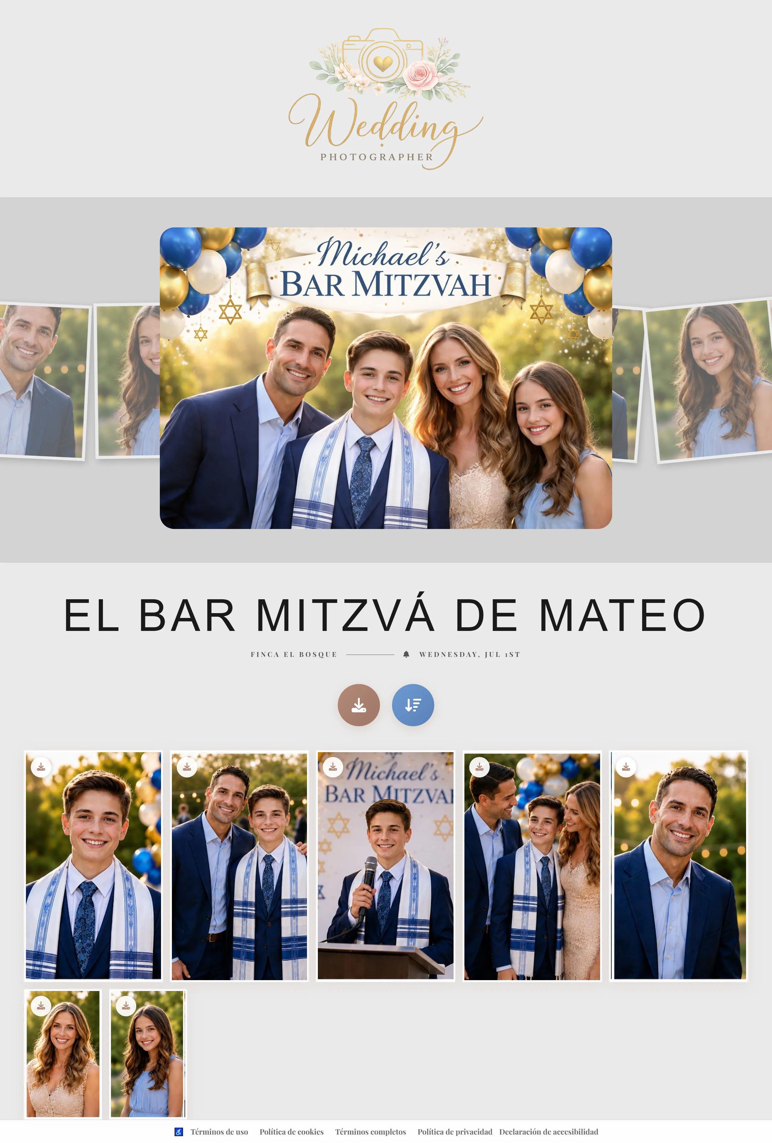 Private client photo gallery on desktop - elegant design for photographers